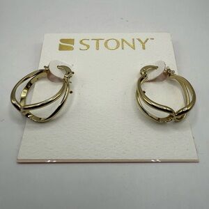 Stony Women's Gold Twist Earrings with Snap Closure Beautiful